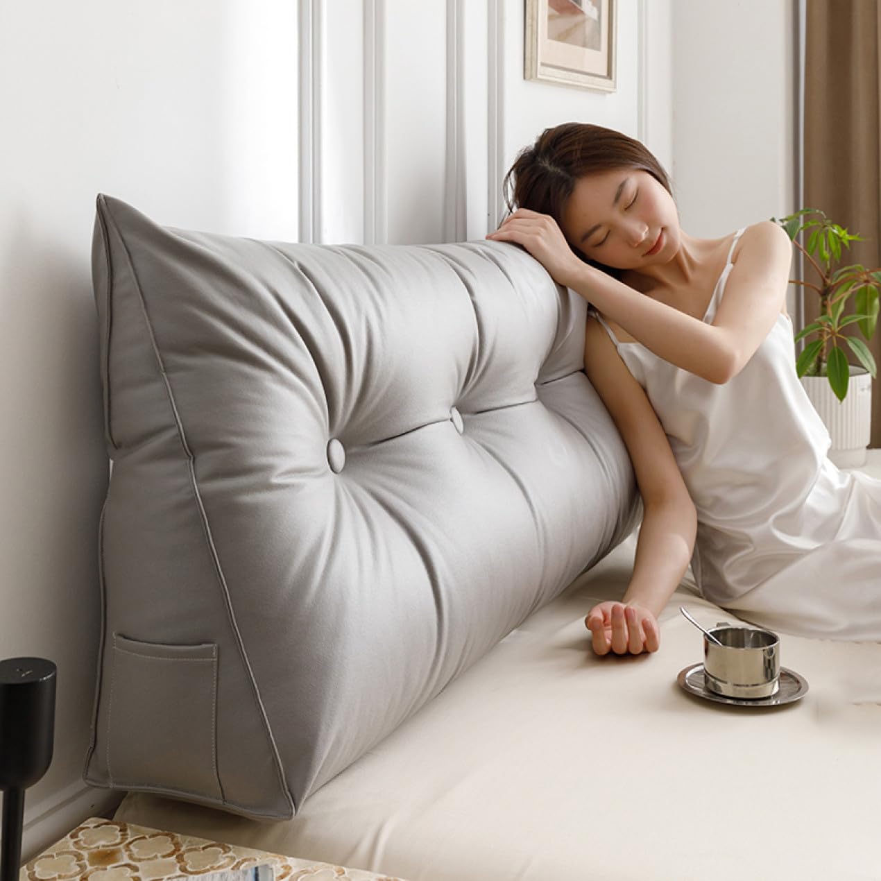 Amazon｜[KUZQIM] 背もたれ クッション 80*50*20 ベッド 三角 大きい